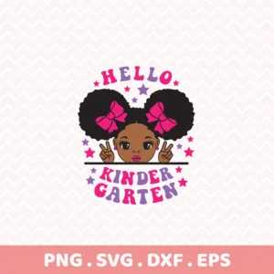 Kindergarten Girl Cricut Design for vinyl cutting, back to school t-shirt.
