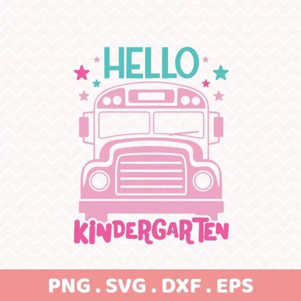Kindergarten Bus Cricut Design for a back to school t-shirt vinyl cut.