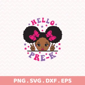 Afro Pre-K Cricut design for a first day of school shirt cut file.