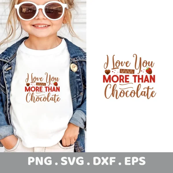 Chocolate love Cricut design for a Valentine's Day t-shirt iron-on decal.