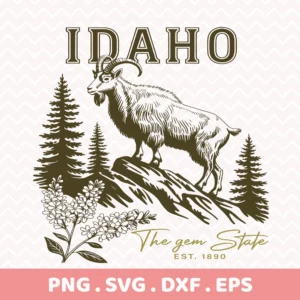 Idaho Mountain Goat SVG for Cricut vinyl decal, laser cut wood sign, or serigraphy stencil.