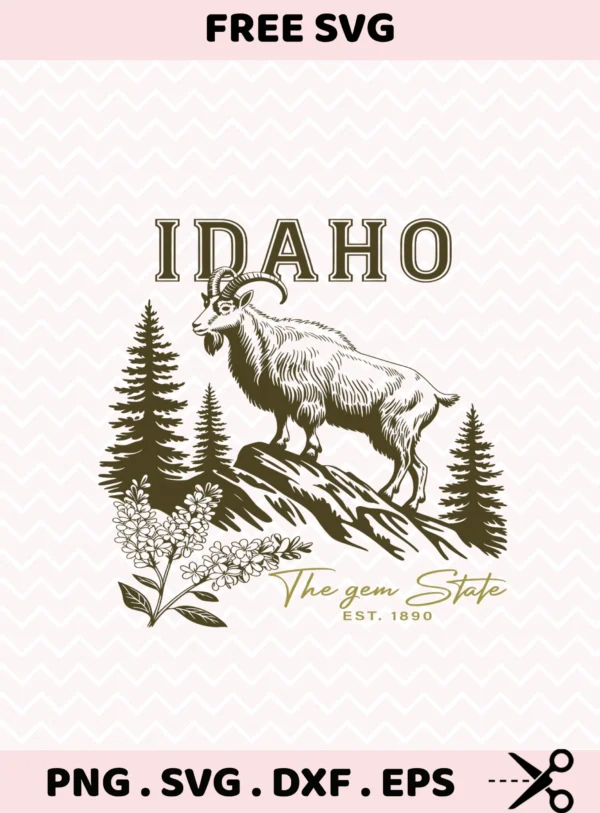 Idaho Mountain Goat SVG for vinyl decal cutting on Cricut machines.
