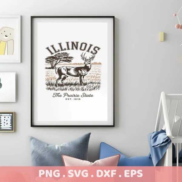 Vintage Illinois Deer Cricut File for vinyl decal, laser cut sign, or serigraphy stencil.