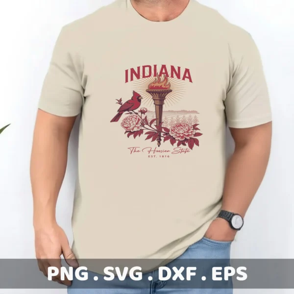 Indiana Torch Cricut Craft: Hoosier State peony & cardinal bird design for a t-shirt screen printing stencil.