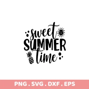 Sweet Summer Time SVG, DXF, Cricut, Silhouette cutting files. Black design.