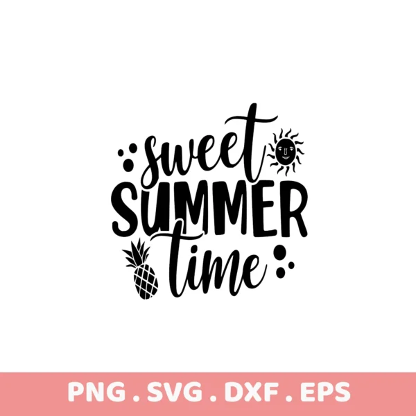 Sweet Summer Time SVG, DXF, Cricut, Silhouette cutting files. Black design.
