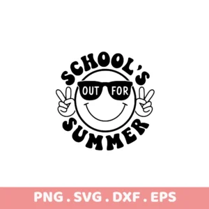 School's Out for Summer SVG, DXF, Cricut, Silhouette cutting files. Black design.