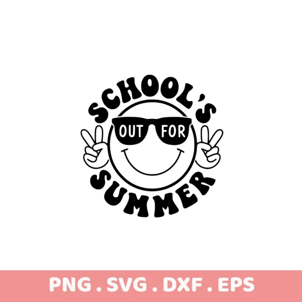 School's Out for Summer SVG, DXF, Cricut, Silhouette cutting files. Black design.