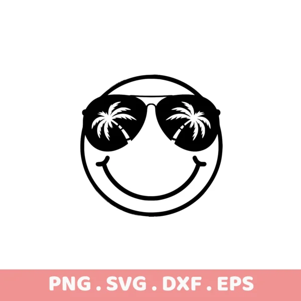 Smiling face with palm trees SVG, DXF, for Cricut, Silhouette.