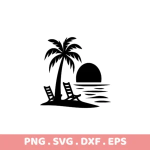 Tropical Sunset SVG, DXF, EPS files for Cricut, Silhouette, and laser cutting. Perfect for screen printing stencils.