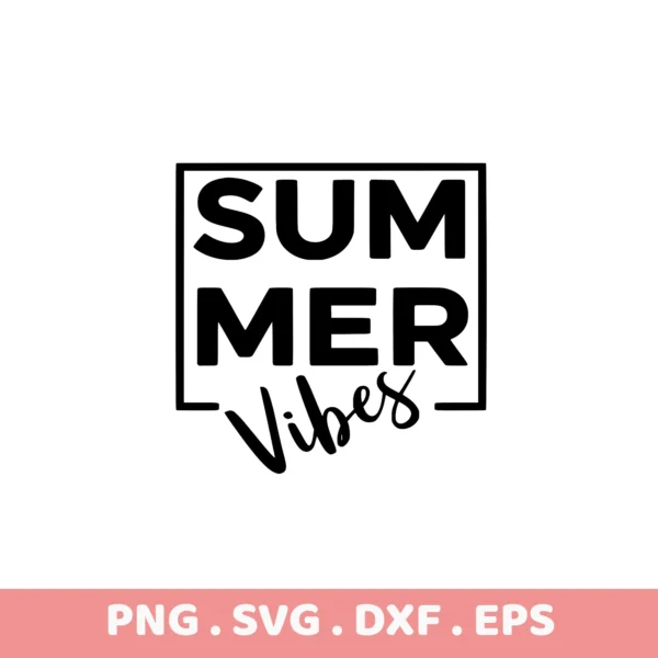 Summer Vibes SVG, DXF, Cricut, Silhouette cutting files. Stencil design for screen printing.