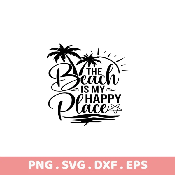 Beach SVG, DXF, EPS files for Cricut, Silhouette, and laser cutting.