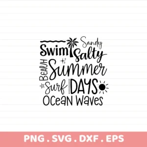 Summer SVG, DXF, EPS files for Cricut, Silhouette, and laser cutting. Beach themed stencil design.
