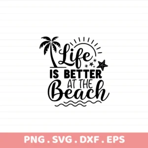Beach SVG, DXF, EPS files for Cricut, Silhouette, and laser cutting.