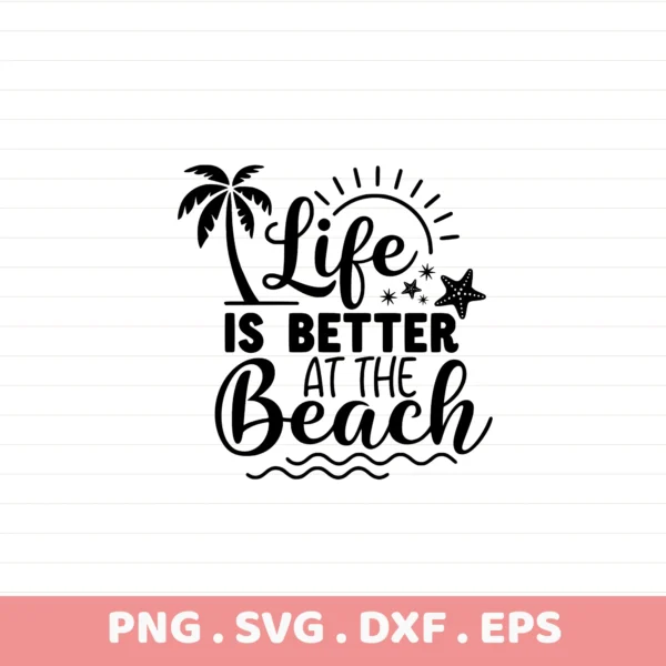 Beach SVG, DXF, EPS files for Cricut, Silhouette, and laser cutting.