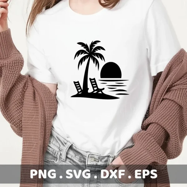 Tropical Beach SVG, DXF, EPS Files for Cricut, Silhouette, Laser Cutters & Screen Printing.