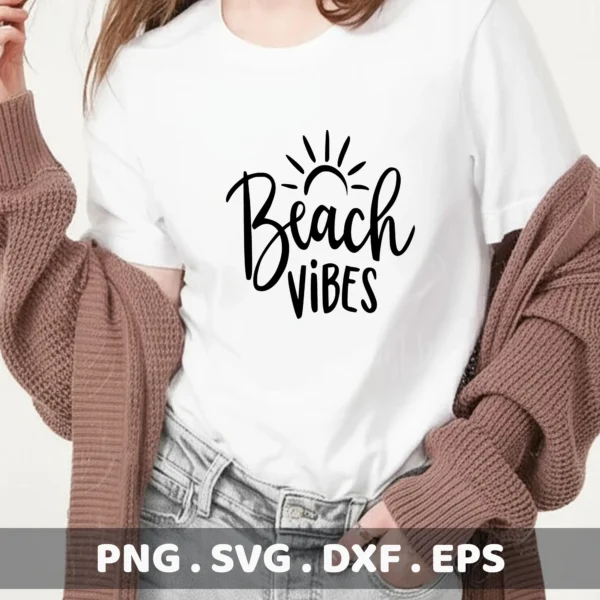 Beach Vibes SVG, DXF, & Stencil Files for Cricut, Silhouette, & Laser Cutters.