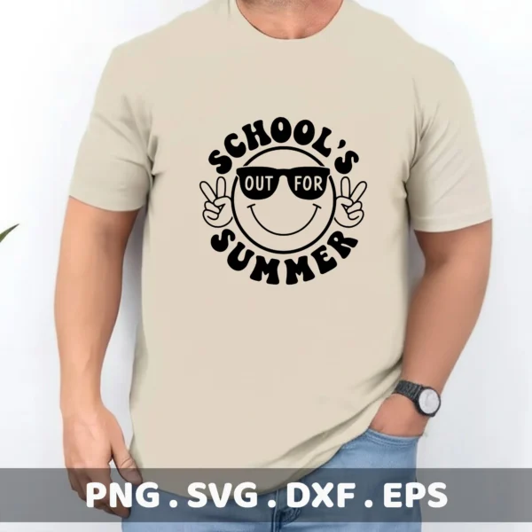 School's Out Summer SVG, DXF, EPS files for Cricut, Silhouette, and laser cutting.