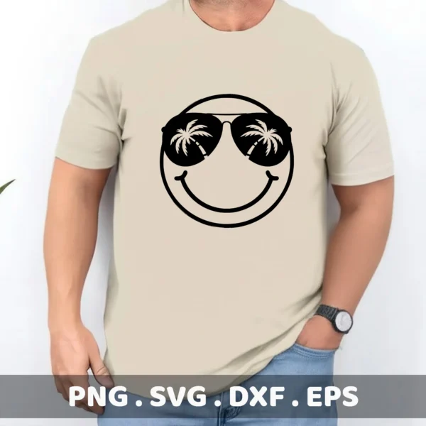 Smiling face with palm trees SVG, DXF, for Cricut, Silhouette.