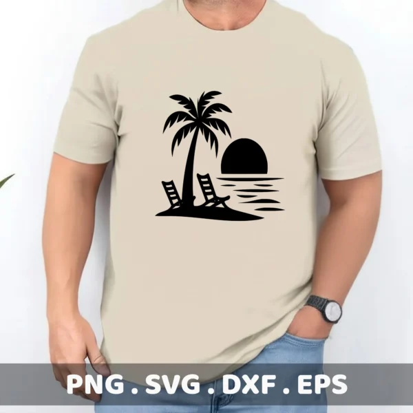 Tropical Beach SVG, DXF, for Cricut, Silhouette, Laser Cutters & Screen Printing.