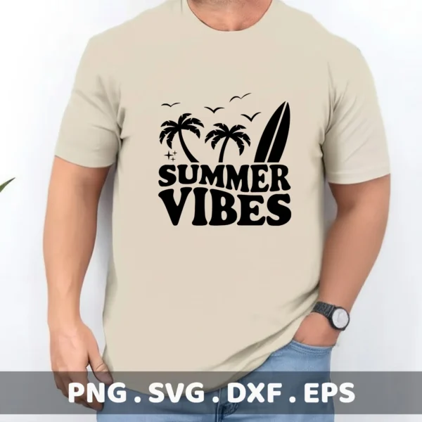 Summer Vibes SVG, DXF, Cricut, Silhouette cutting files.