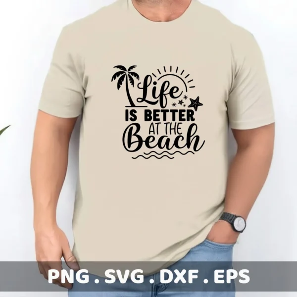 Beach Life SVG, DXF, EPS files for Cricut, Silhouette, and laser cutting.