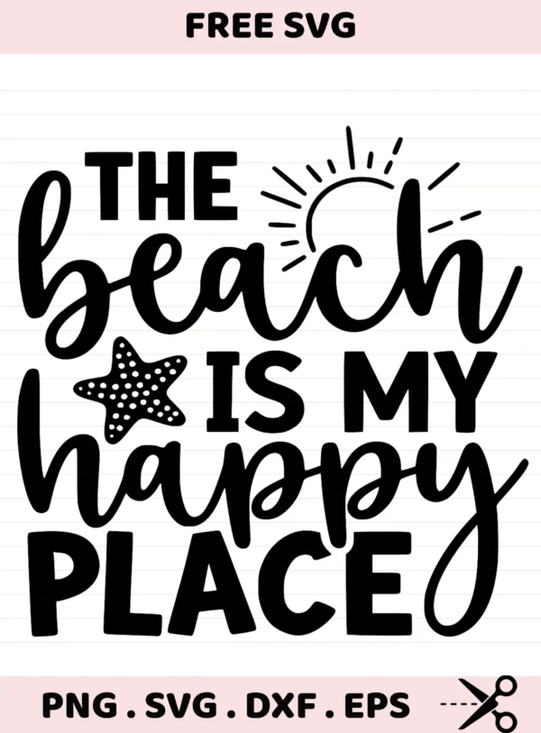 Beach SVG, DXF, EPS files for Cricut, Silhouette, and laser cutting.