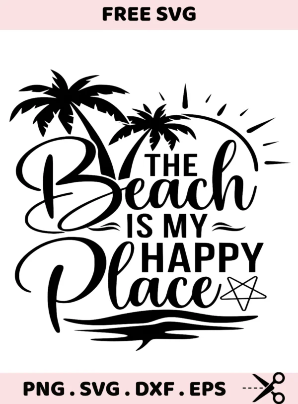 Beach SVG, DXF, EPS files for Cricut, Silhouette, laser cutting & screen printing.