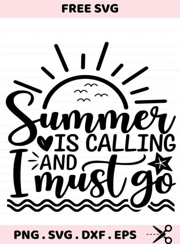 Summer SVG, DXF, Cricut, Silhouette cutting files. Instant download. Screen print stencil design.