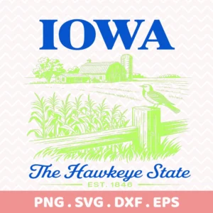 Iowa Farm Cricut Craft: Barn and cornfield SVG for vinyl decal or farmhouse stencil cutting.
