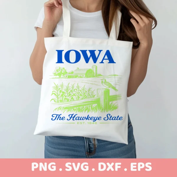 Iowa Farm Cricut Craft design for a tote bag screen print; Midwest farmhouse stencil for wood signs.