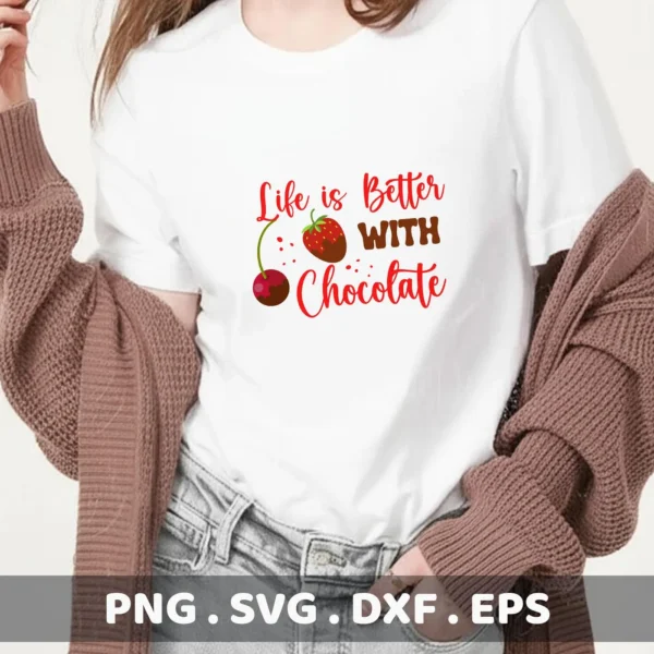 Chocolate fruit Cricut design for a dessert lover's t-shirt cut file.