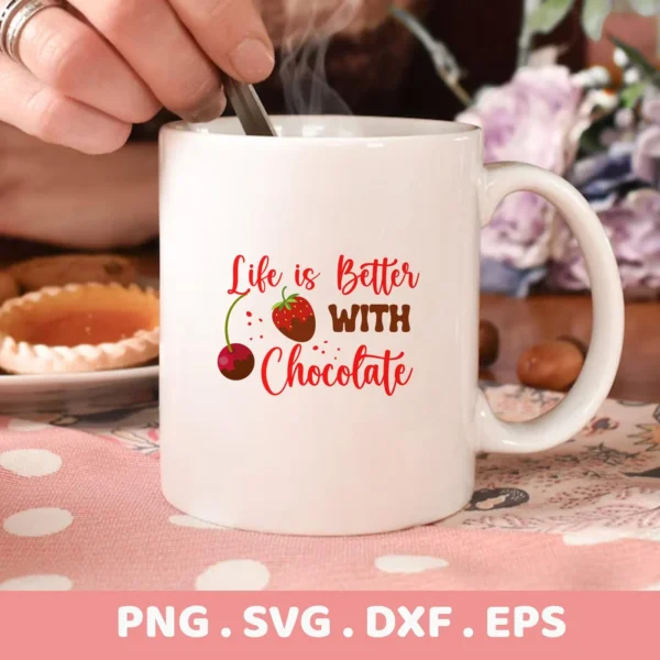 Chocolate Fruit Cricut Design for a mug decal; dessert lover gift cut file.
