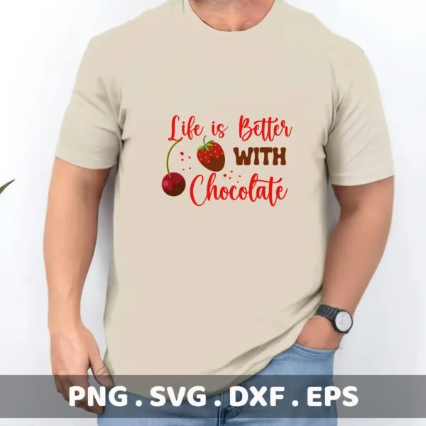 Chocolate fruit Cricut design for a dessert lover's t-shirt cutting file.