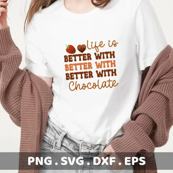 Chocolate strawberry Cricut design for a dessert lover's t-shirt vinyl cut file.