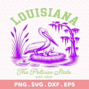 Retro Louisiana Pelican Cricut file for vinyl decals and crafter DIY projects.