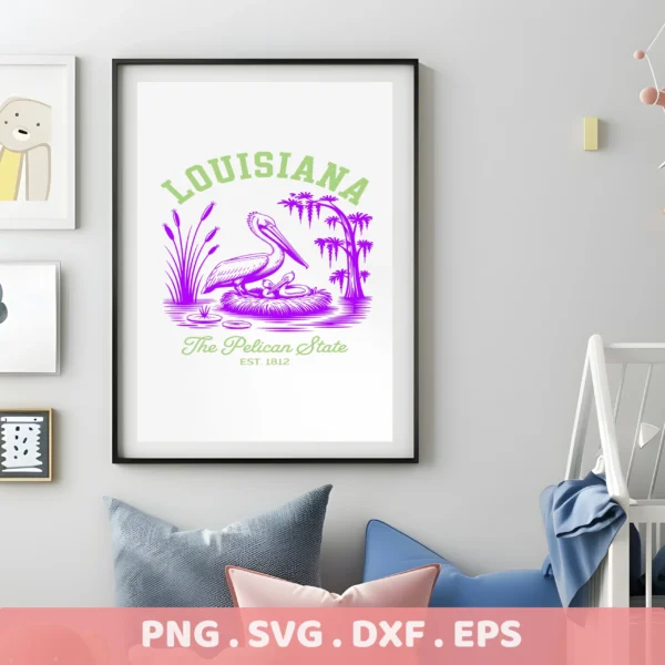 Retro Louisiana Pelican Cricut File for vinyl decal cutting projects.