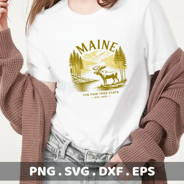 Maine Moose Cricut design for a t-shirt screen printing stencil.