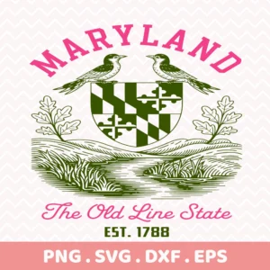 Maryland Pride Cricut File for vinyl cutting, featuring the state flag and Old Line State motto.