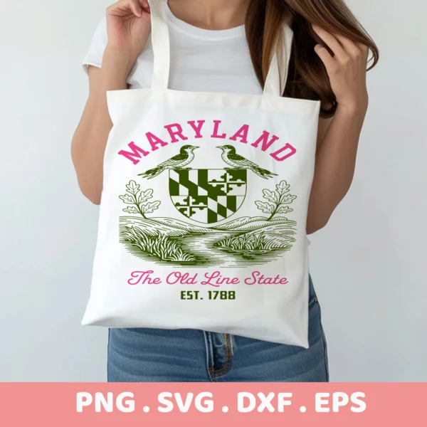 Maryland Pride Cricut File for a tote bag vinyl decal, Old Line State design.