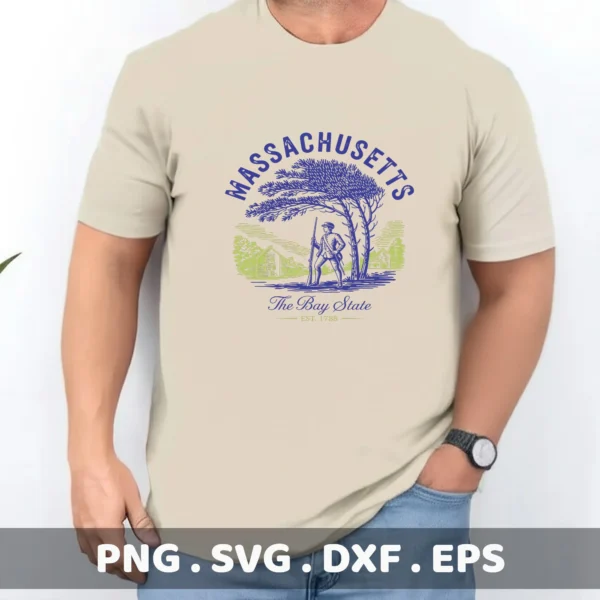 Massachusetts state seal as a screen print design for a Bay State t-shirt.