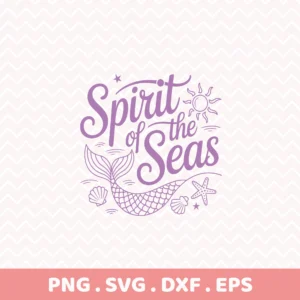 Spirit of the Seas" mermaid vinyl decal file for Cricut, shown as a serigraphy stencil.