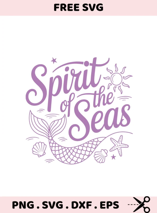 Spirit of the Seas" mermaid vinyl decal file for Cricut, shown as a serigraphy stencil.