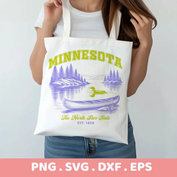Minnesota loon Cricut design on a tote bag, ideal for a screen print stencil.