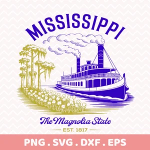 Mississippi Riverboat Cricut file for a Magnolia State souvenir screen print stencil.