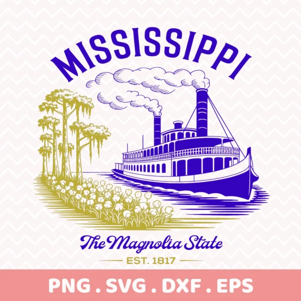 Mississippi Riverboat Cricut file for a Magnolia State souvenir screen print stencil.