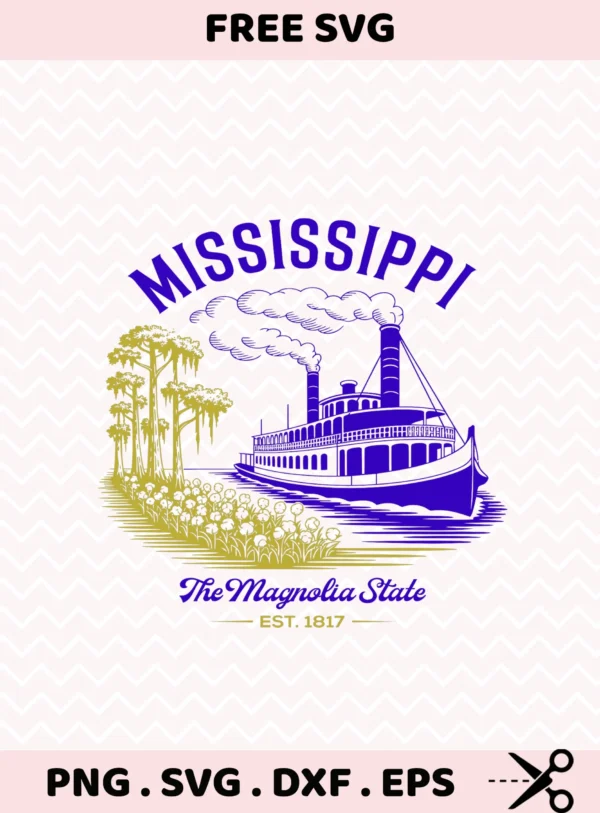 Mississippi Riverboat Cricut file for vintage steamboat screen print stencils.
