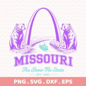 Missouri Arch Cricut file for a retro travel mug decal or Show Me State serigraphy stencil.
