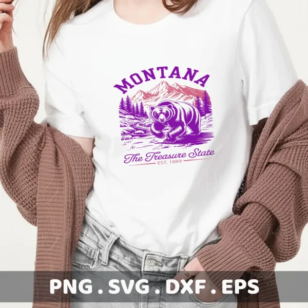 Montana Bear Cricut Design for a serigraphy stencil on a t-shirt.