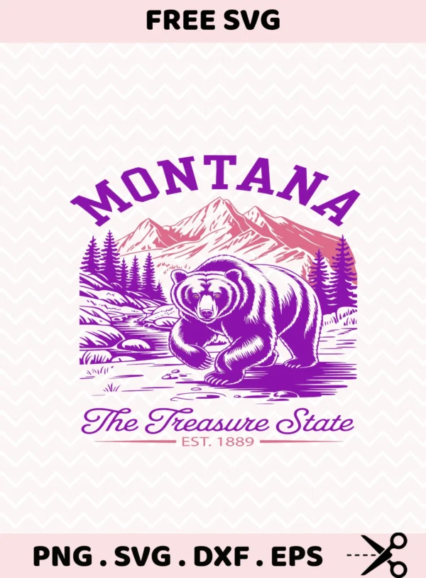 Montana Bear Cricut Design: Retro grizzly SVG for laser cut wood sign or serigraphy stencil.